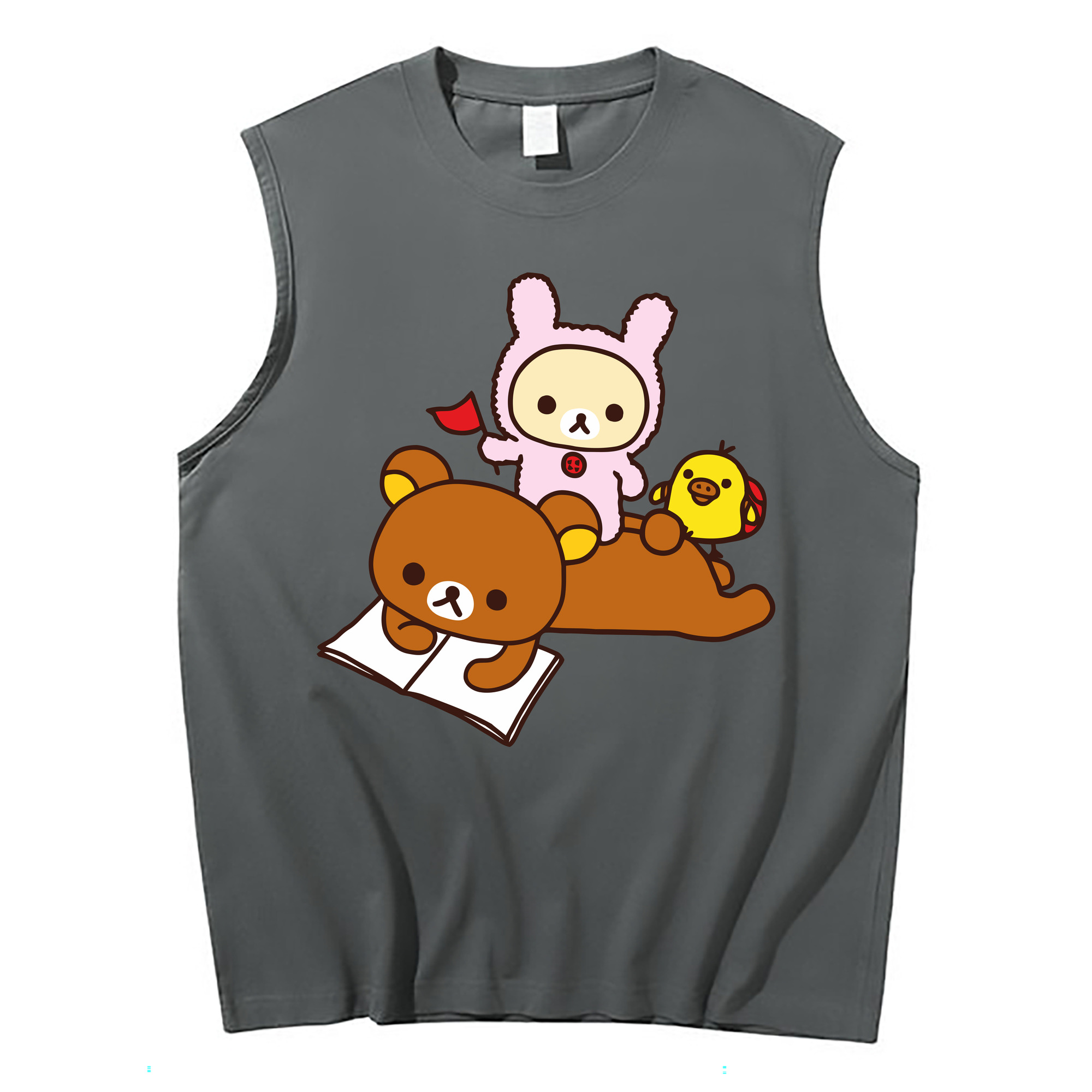 （画像用） リラックマ リラックマ キイロイトリ Rilakkuma Korilakkuma Kiiroitori コットン100％タンクトップ（フロントプリント）